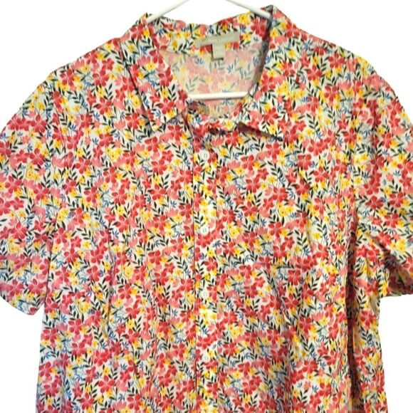Woman Within Dainty Pink Yellow Floral Half Button Blouse, Plus Size 1X NEW - Picture 3 of 6